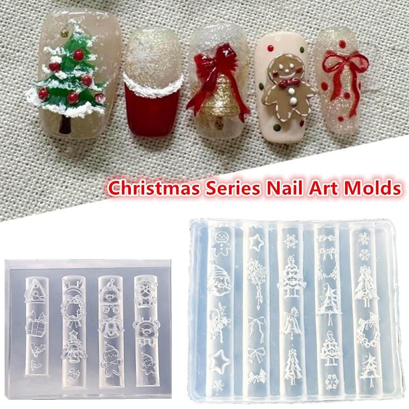 Nail Art For Men - แม่พิมพ์เล็บ 3 มิติ ลายคริสต์มาส ตุ๊กตาหิมะ ต้นคริสต์มาส