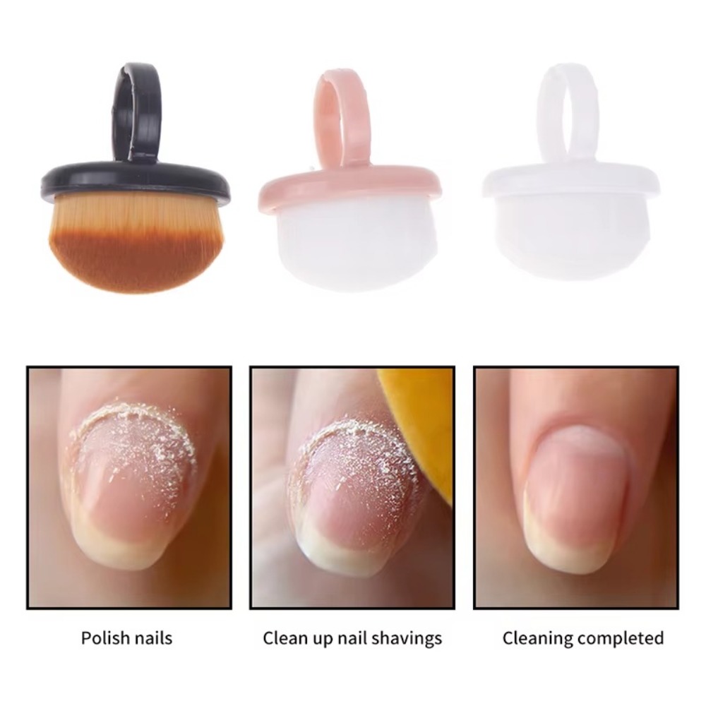 Nail Art For Men - แปรงปัดฝุ่นเล็บรูปวงรีแบบปรับได้ แปรงทำความสะอาดเจล แปรงรูปวงแหวนพลาสติก อุปกรณ์ทำเล็บ DIY แปรงแบบมีห่วง