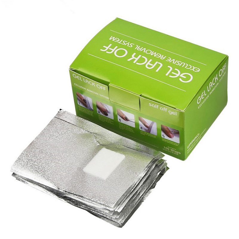 Nail Foil Transfer - แผ่นฟอยล์ลอกสีเล็บ 100 ชิ้น/กล่อง สำหรับลอกเจลอะคริลิค