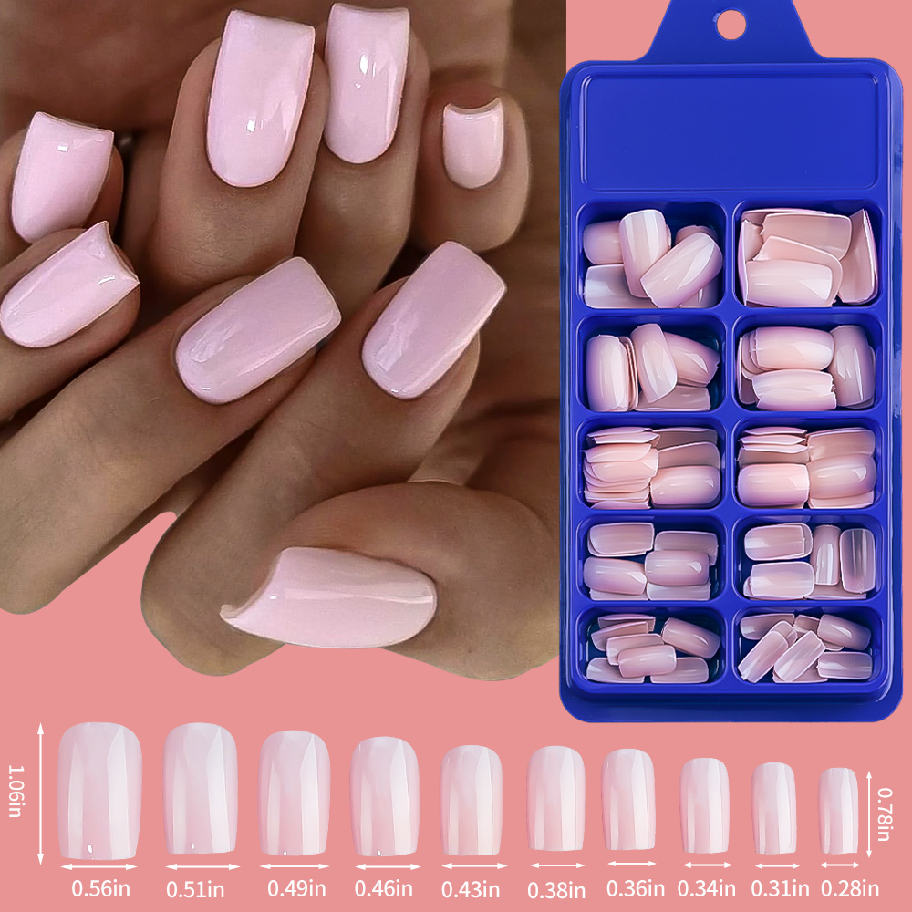 100/120pcs สีชมพูสีขาวกดบนเล็บ - Nail Art Ombre บทวิจารณ์และราคา