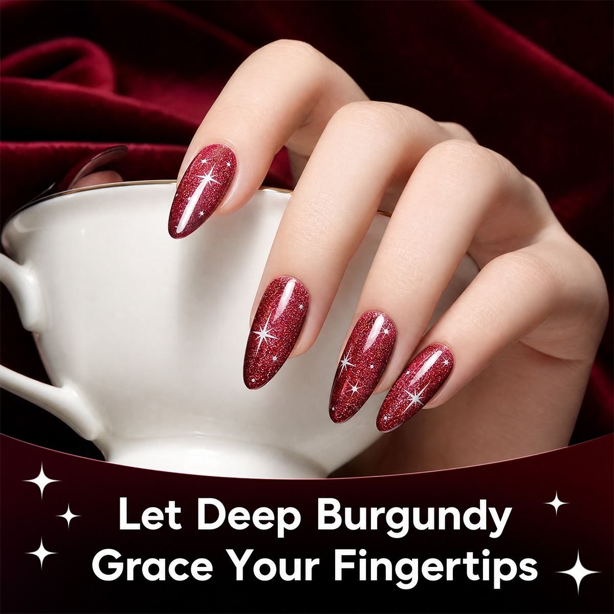 ชุดยาทาเล็บเจลสีแดงไวน์และแดงเ - Nail Art Red Wine Cat Eye บทวิจารณ์และราคา