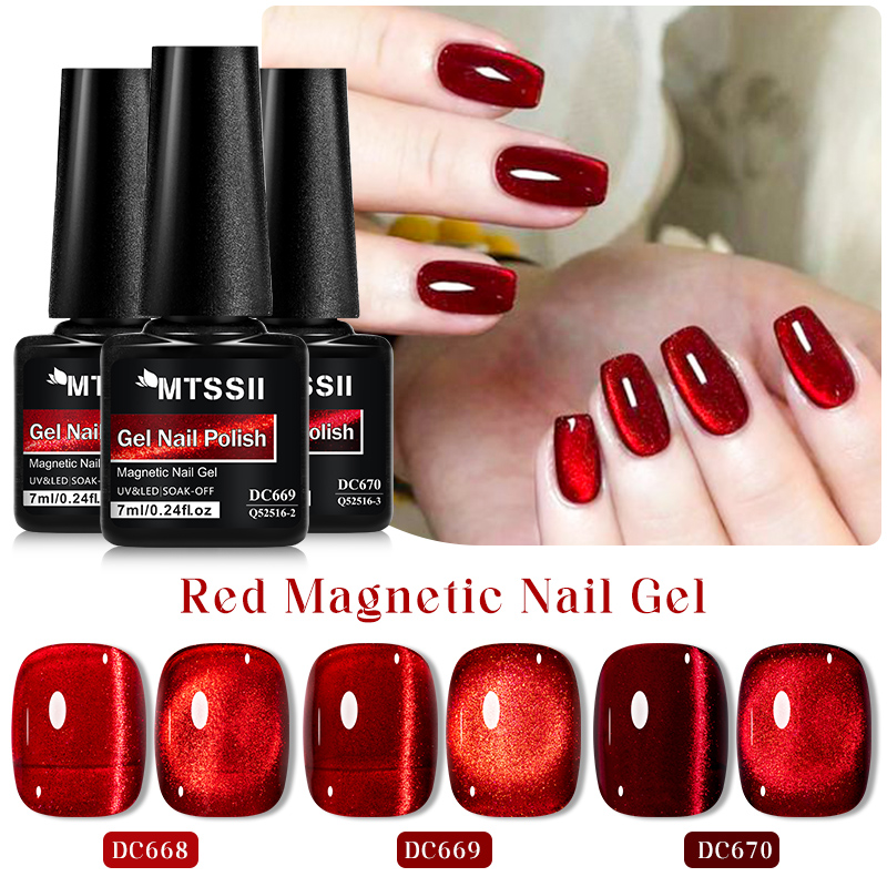 Mtssii 7ML ไวน์แดงแมวแม่เหล็กเ - Nail Art Red Wine Cat Eye บทวิจารณ์และราคา