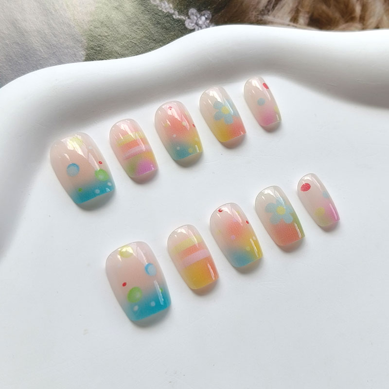 10 ชิ้น เล็บปลอมกดติดลายลูกกวา - Nail Art Ombre บทวิจารณ์และราคา